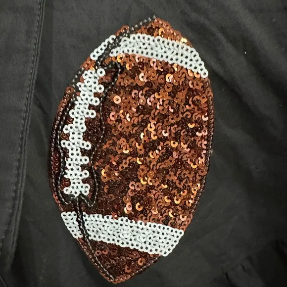 GAME DAY Black Dress w Football Sequins and Puffy Sleeves Size XL - Picture 7 of 9